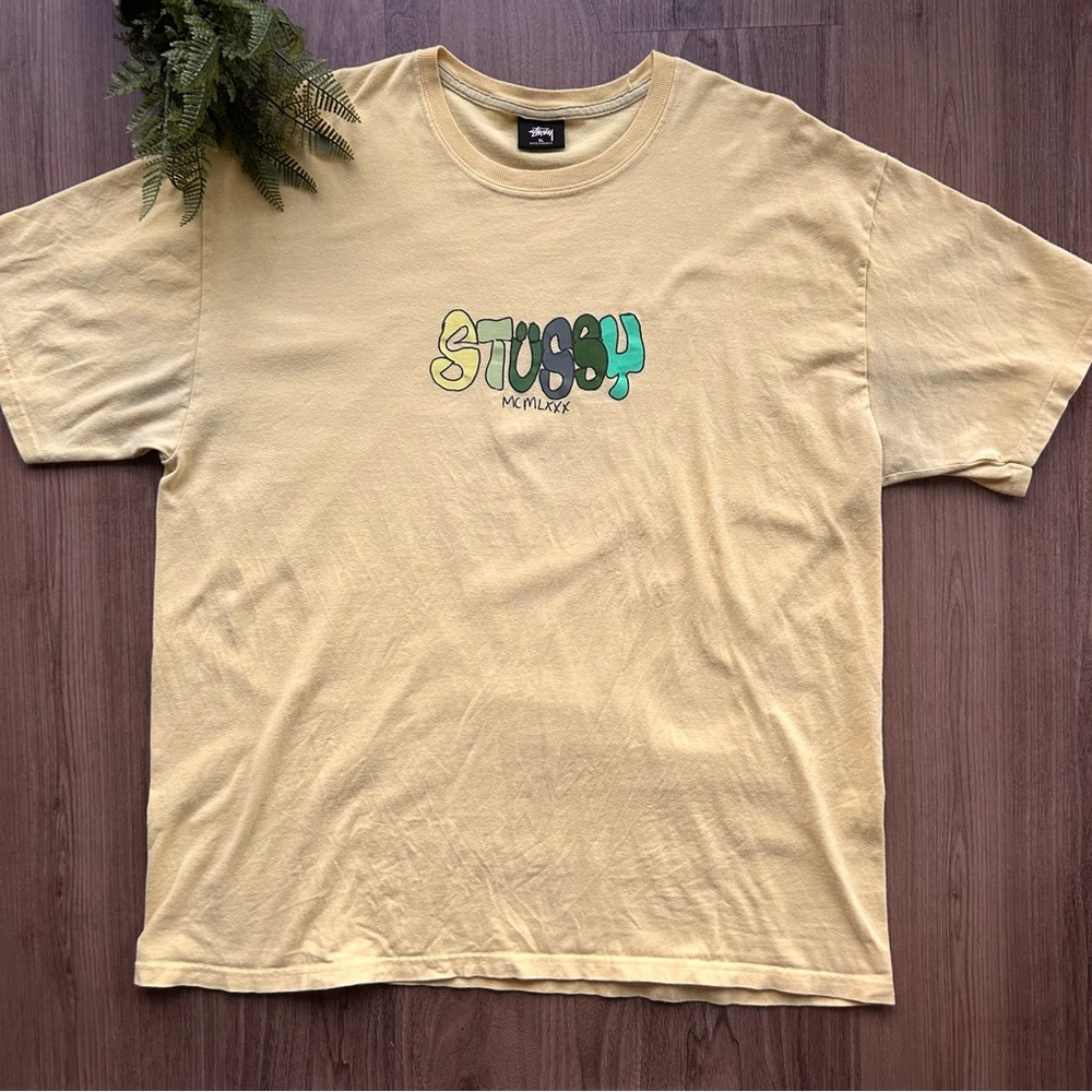 Stussy Puffy Logo Tee - Yellow - XL